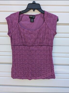 Style & Co. Petite Mauve Textured Cap-Sleeve Tee
